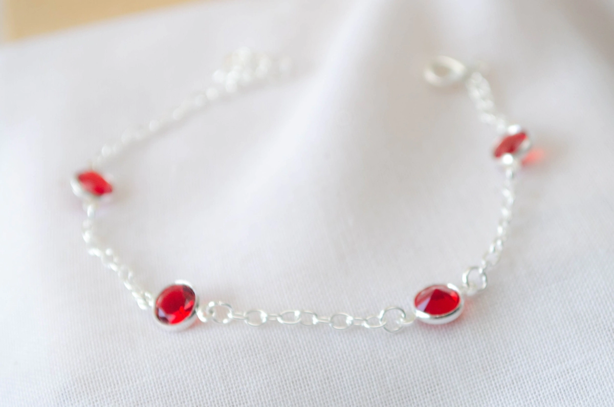 L-PU0183 Pulsera cubics rojos