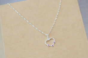 CA0005 Cadena 40+corazon cubics FUCSIA