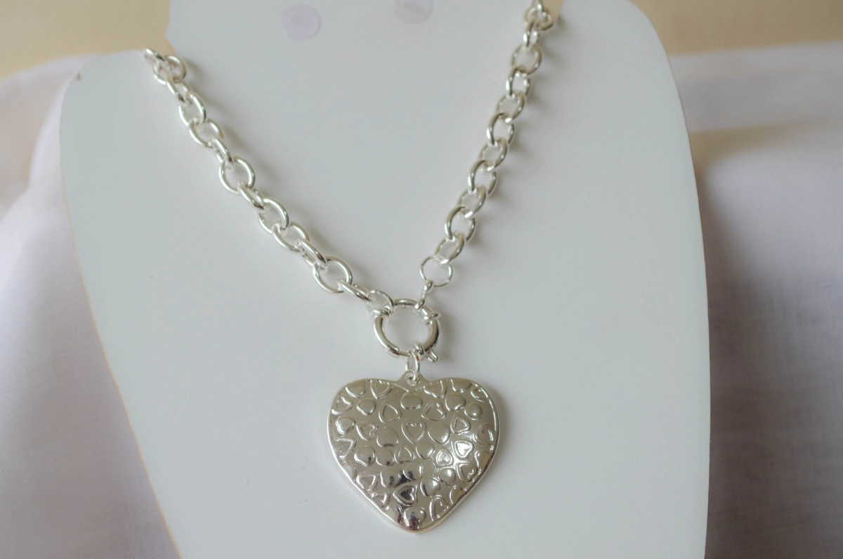 ABC0006 Cadena Tiffany con coraz�n cierre marinero 50cm