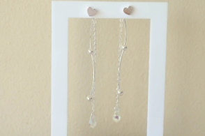 ABA0013 Aros colgantes corazon bolitas cristal