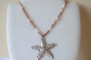 L-CA0377 Colgantes cristales con bolas y tubo y dije ESTRELLA ORO