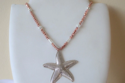 L-CA0377 Colgantes cristales con bolas y tubo y dije ESTRELLA ORO