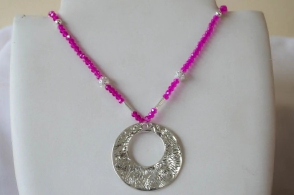 L-CA0378 Colgantes cristales bolas dije CIRCULO FUCSIA