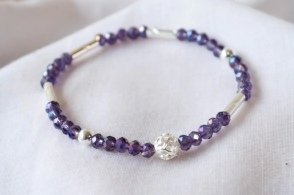 L-PU0201 Pulsera cristales bolas tubos AZUL