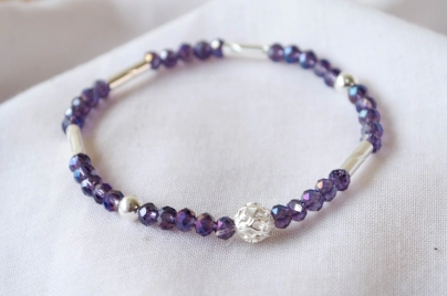 L-PU0201 Pulsera cristales bolas tubos AZUL