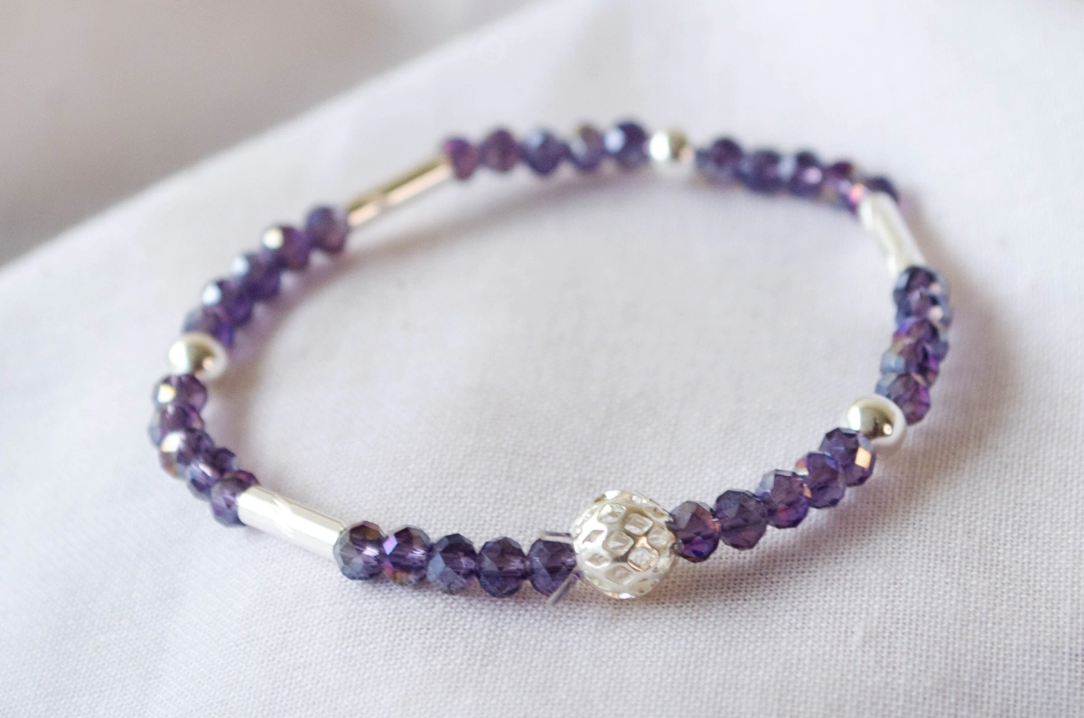 L-PU0201 Pulsera cristales bolas tubos LILACEO