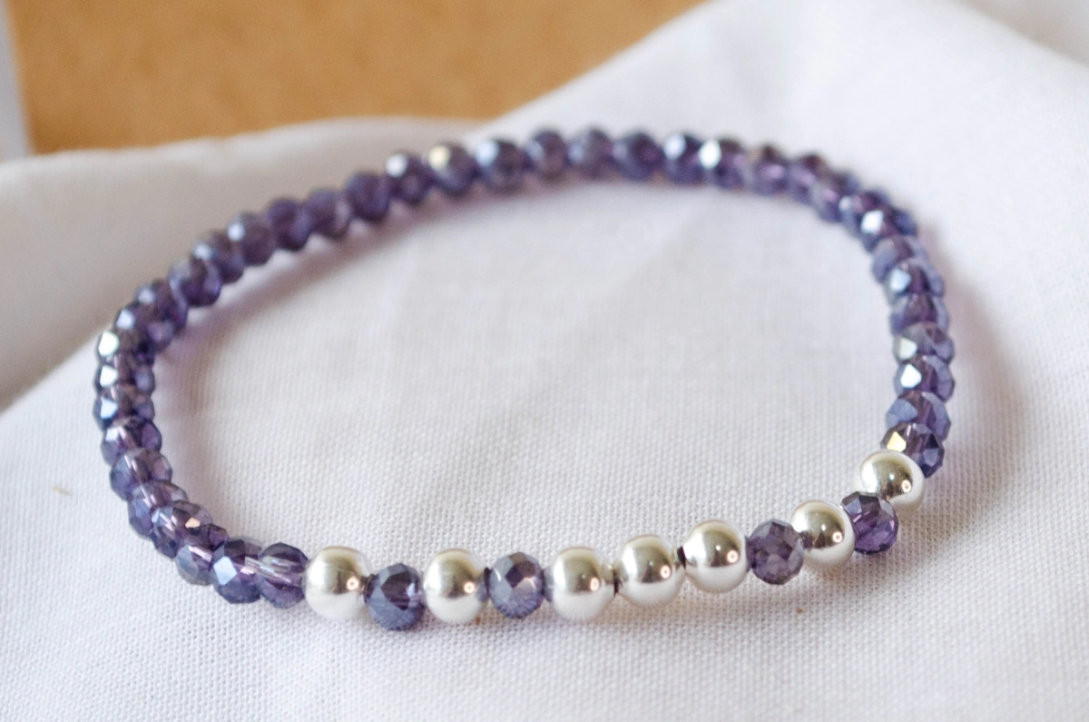 L-PU0202 Pulsera cristales bolitas AZUL