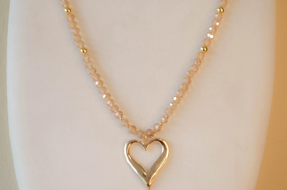 F-CA0006 Colgante cristales champagne corazon xl