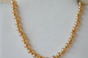 F-CA0008 Colgante perlas vidrio champagne dorado