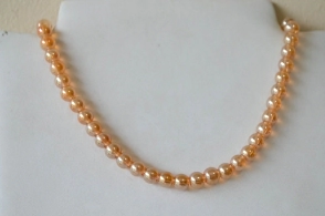 F-CA0009 Colgante perlas vidrio CHAMPAGNE dorado