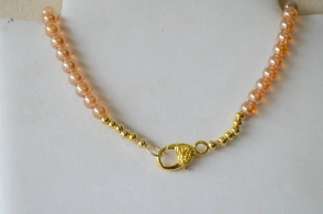 F-CA0009 Colgante perlas vidrio CHAMPAGNE dorado