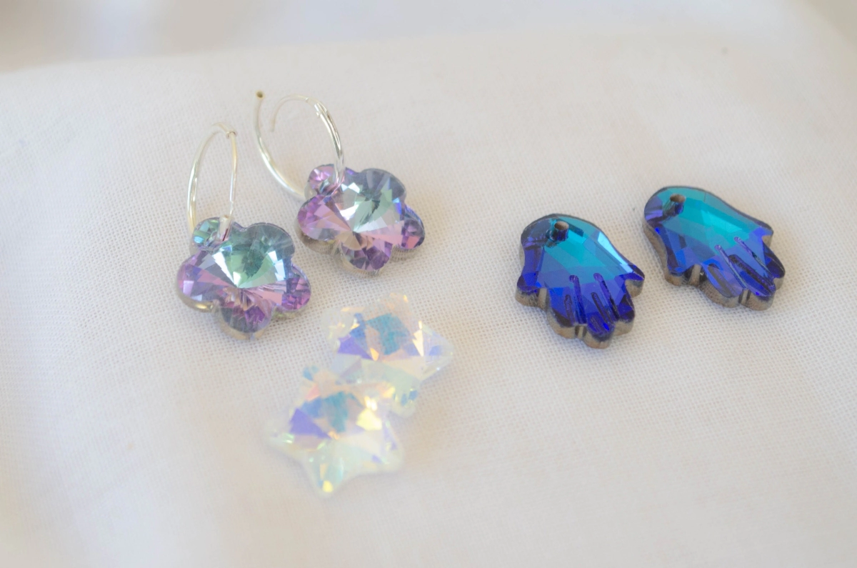 AR0009 Aros cubanos con set x3 dijes cristales