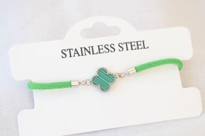AQP0002 Pulsera cordon trebol VERDE