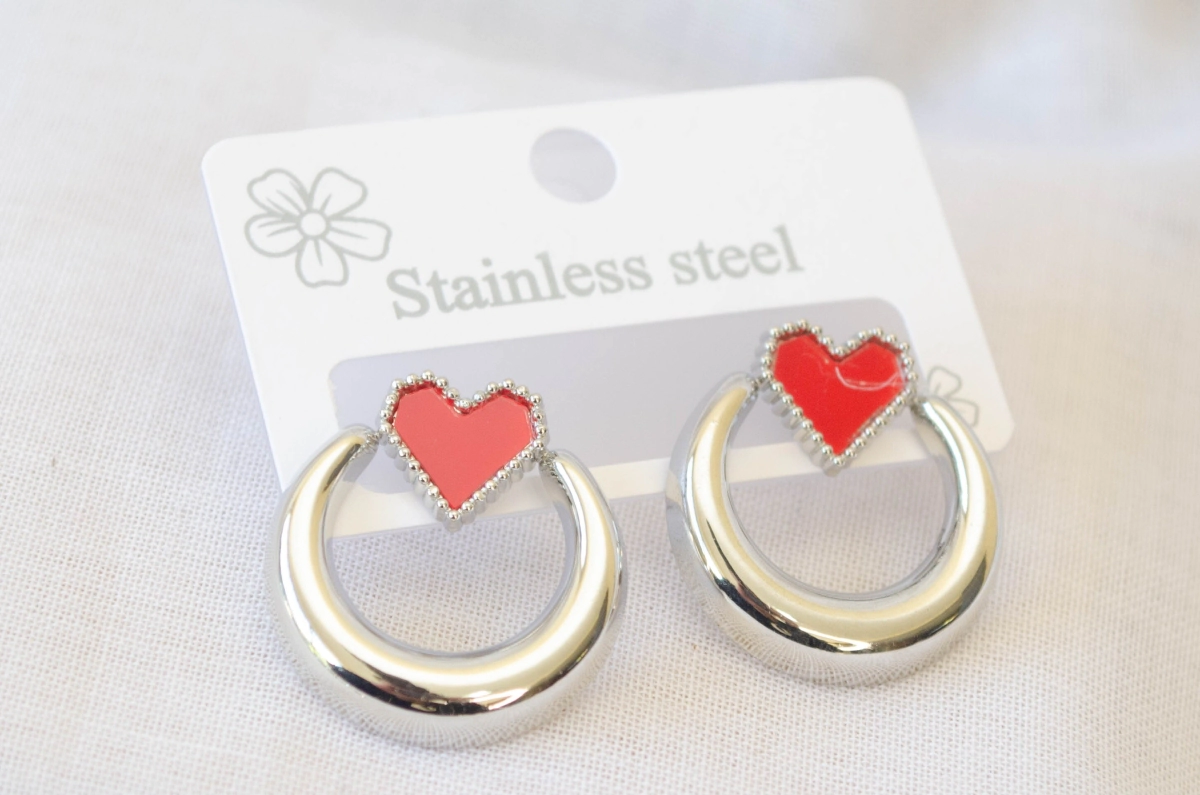 AQA0006 Aros simil inflado corazon 
