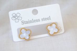 ADA0001 Aros flor TREBOL BLANCO