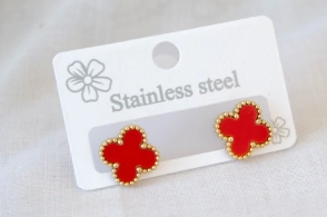 ADA0001 Aros flor TREBOL ROJO