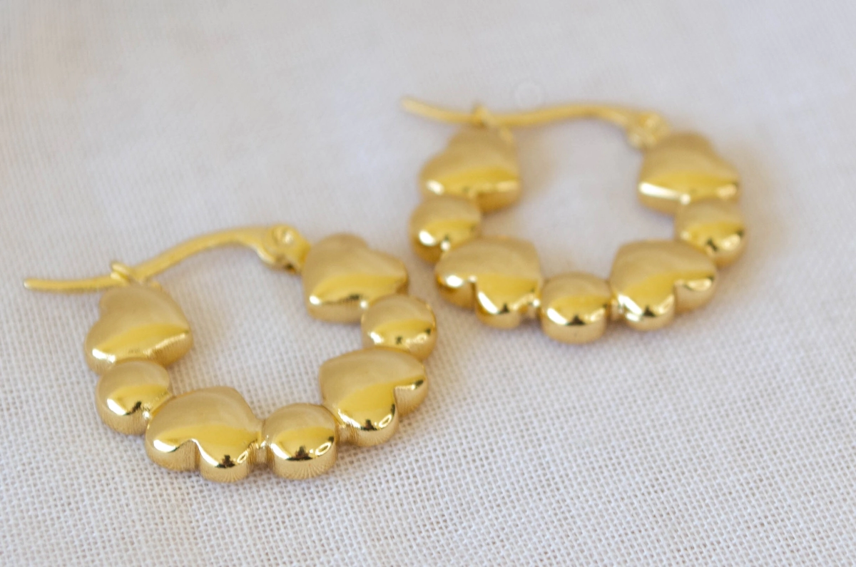 ADA0009 Aros argollas corazones planos