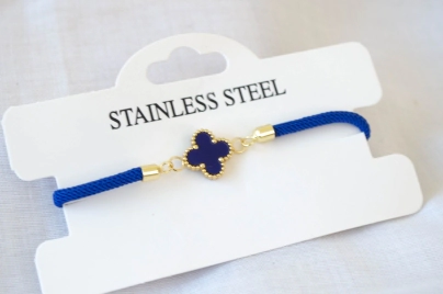 ADP0001 Pulsera cordon trebol  AZUL