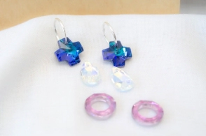 AR0012 Aros cubanos + 3pares dijes cristal intercambiables 