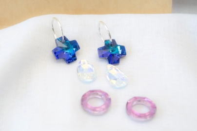 AR0012 Aros cubanos + 3pares dijes cristal intercambiables 