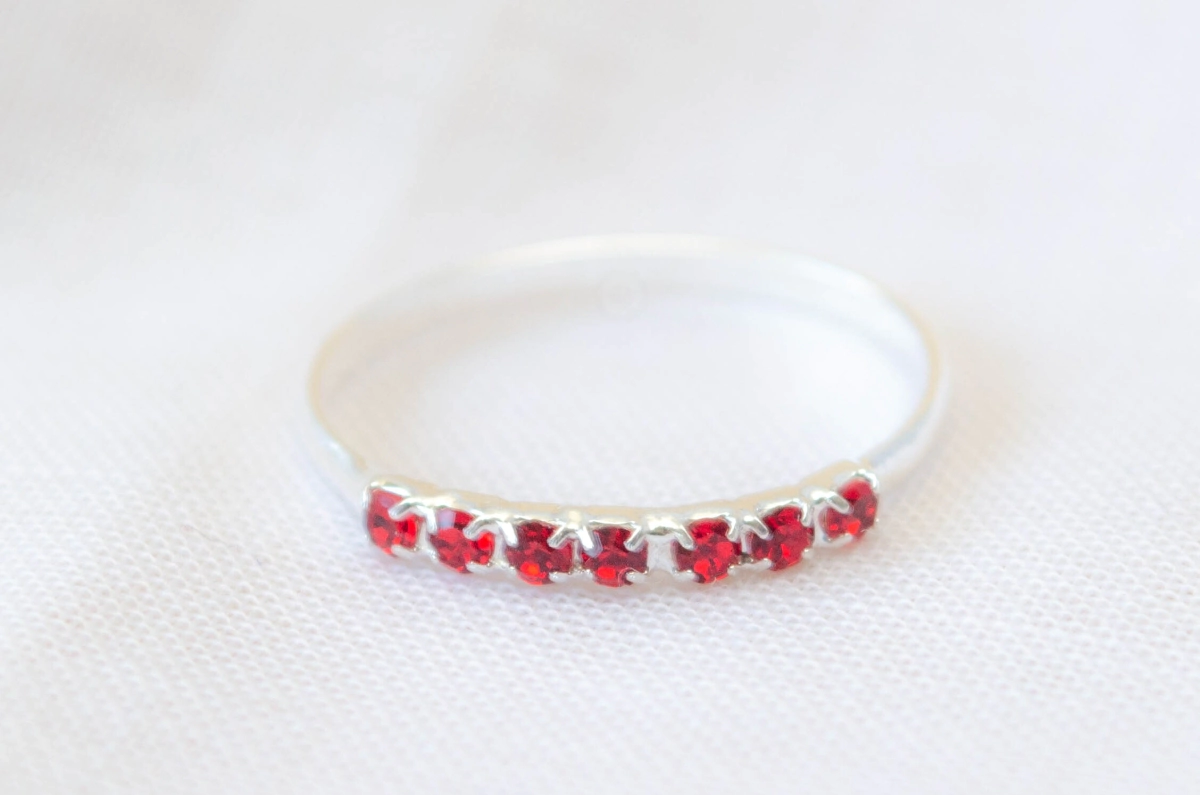 L-AN0179 Anillo cubics ROJO