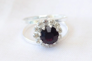 L-AN0180 Anillo flor cubics NEGRO