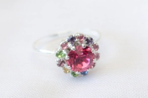 L-AN0180 Anillo flor cubics ROSA