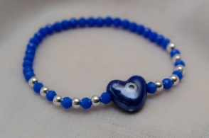 L-PU0224 Pulsera cristales corazon ceramina AZUL