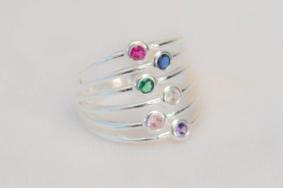 L-AN0079 Anillo  circulos cubics multicolor