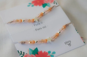 AMI0001 SETx 2 pulseras hilo chino cristales nude ESTRELLA
