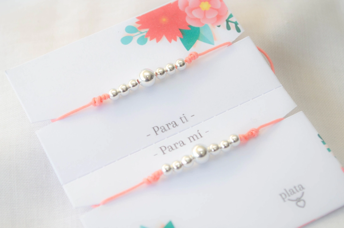 AMI0005 SETX2 Pulsera hilo chino rosa con bolitas