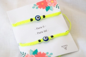 AMI0018 Set x 2 pulseras tejitas hilo turco AMARILLO