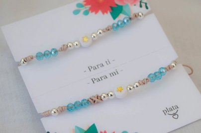 AMI0023 SETX2 Pulseras hilo nude cristales bolittas MUNDIAL