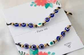 AMI0032 SET X 2 Pulseras ojitos turcos centro ojito COLOR SRTIDO
