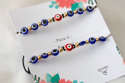 AMI0032 SET X 2 Pulseras ojitos turcos centro ojito COLOR SRTIDO