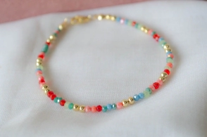 ADP0006 Pulsera bolitas cristales multicolor