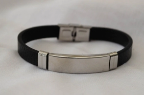 L-PU0231 Pulsera caucho centro  liso