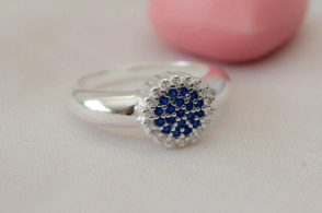 L-AN0198 Anillo CIRCULO micropave AZUL