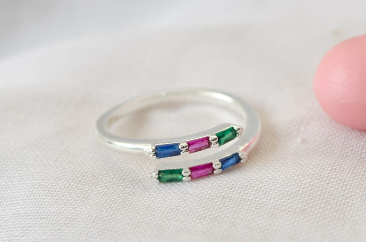 ABAN0083 Anillo cubics doble linea abierta