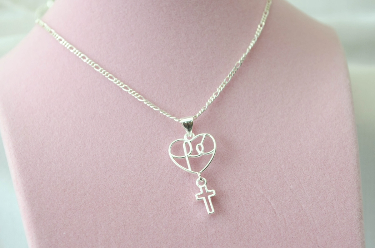 L-CA0401 Cadena 40cm+ corazon fe cruz