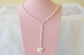 L-CA0407 Cadena bolitas con dije colgante corazon 5mm