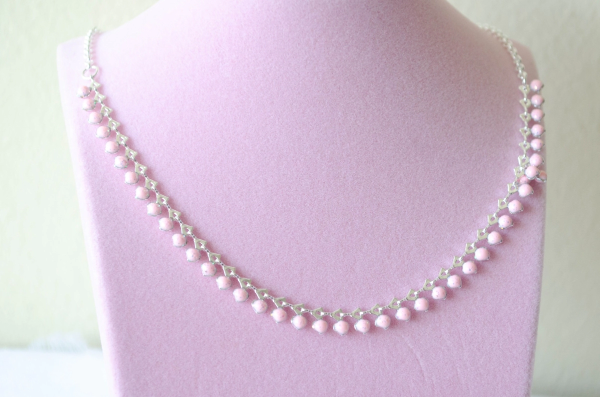 L-CA0412 Choker con piedras rosas