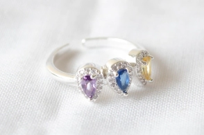 L-AN0205 Anillo 3  cubics GOTA COLORES