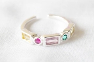 L-AN0206 Anillo CUBICS circulos rectangulos multicolor