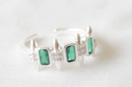 L-AN0211 Anillo cubic rectangulos verdes lineas