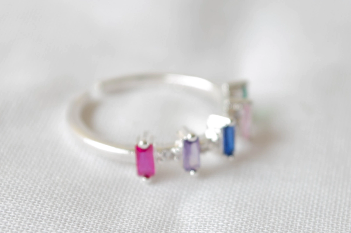 L-AN0215 Anillo rectangulos cubics colores