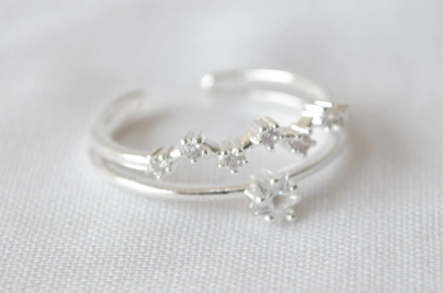 L-AN0219 Anillo doble cubic zig zag