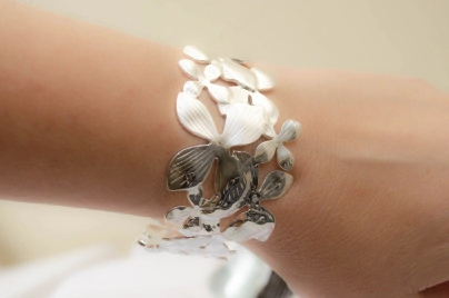 ABP0049 Pulsera esclava ancha flores