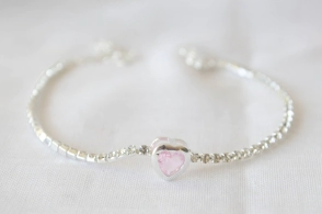 ABP0066 Pulsera cubics centro corazon rosa