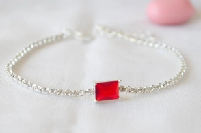 ABP0067 Pulsera cubics centro rectangulo ROJO